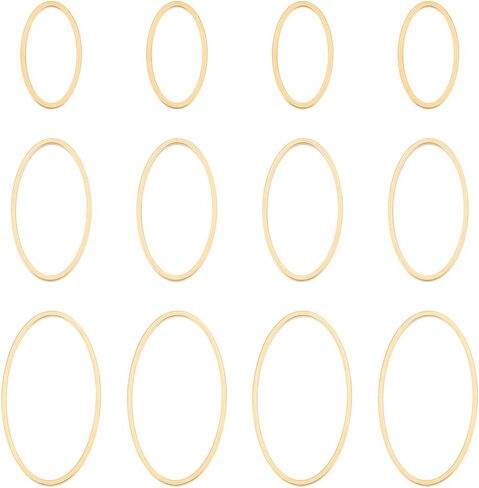 UNICRAFTALE about 36Pcs 3 Sizes 15/20/25mm Stainless Steel Linking Rings Oval Connector Rings Golden Oval Frame Connectors Links Hollow Frame Pendant Earrings Hoops for Earring Necklace Jewelry Making in Saudi Arabia