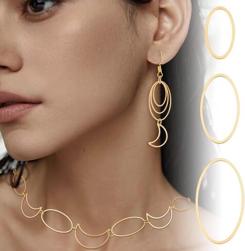 UNICRAFTALE about 36Pcs 3 Sizes 15/20/25mm Stainless Steel Linking Rings Oval Connector Rings Golden Oval Frame Connectors Links Hollow Frame Pendant Earrings Hoops for Earring Necklace Jewelry Making in Saudi Arabia