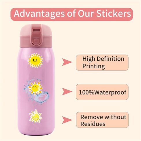 Sunshine Stickers Pack - 50 Cute Cartoon Suns for Kids, Water Bottles, Laptops, Scrapbooks & Parties (Waterproof) in Saudi Arabia