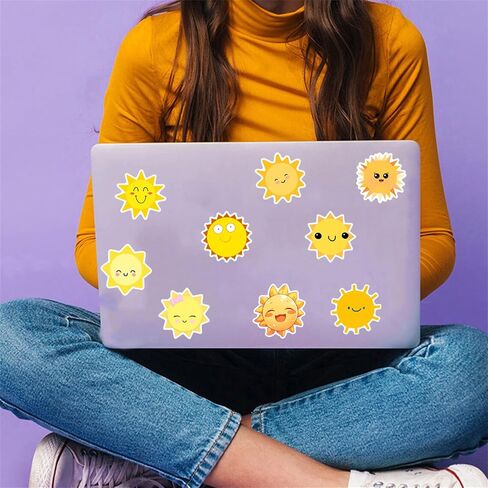Sunshine Stickers Pack - 50 Cute Cartoon Suns for Kids, Water Bottles, Laptops, Scrapbooks & Parties (Waterproof) in Saudi Arabia