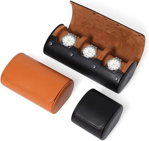Watch Travel Case for Men & Women, 2 Slot Watch Roll with Anti Scratch Fleece, Portable Watch Roll Organizer with Removable Pillows, Exquisite Travel Watch Box for Birthday Festival Gift in Saudi Arabia