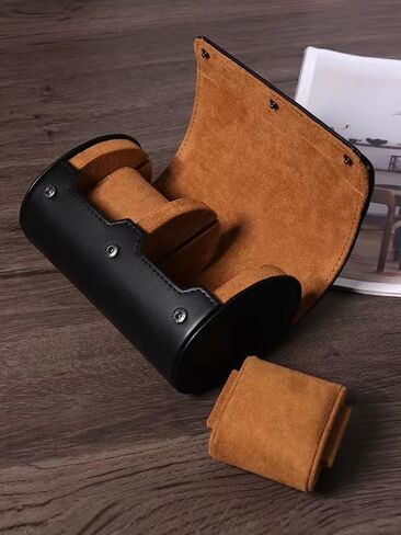 Watch Travel Case for Men & Women, 2 Slot Watch Roll with Anti Scratch Fleece, Portable Watch Roll Organizer with Removable Pillows, Exquisite Travel Watch Box for Birthday Festival Gift in Saudi Arabia