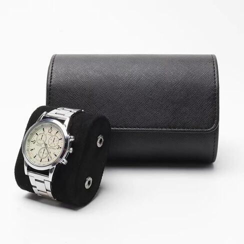 Watch Travel Case for Men & Women, 2 Slot Watch Roll with Anti Scratch Fleece, Portable Watch Roll Organizer with Removable Pillows, Exquisite Travel Watch Box for Birthday Festival Gift in Saudi Arabia