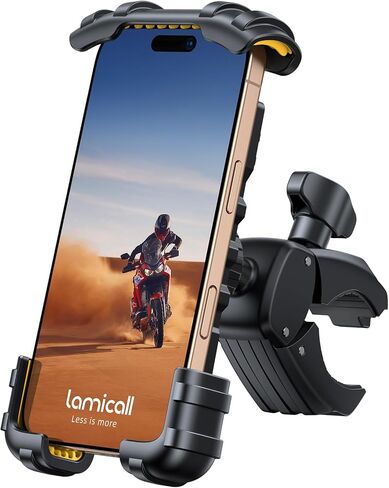 Lamicall حامل هاتف للدراجة - مشبك تثبيت على مقود الدراجة النارية، مشبك هاتف ATV سكوتر للتشغيل بيد واحدة لهاتف iPhone 12 / 11 Pro Max / X / XS، Galaxy S10 و4.7 بوصة - 6.8 بوصة - أسود in Kuwait