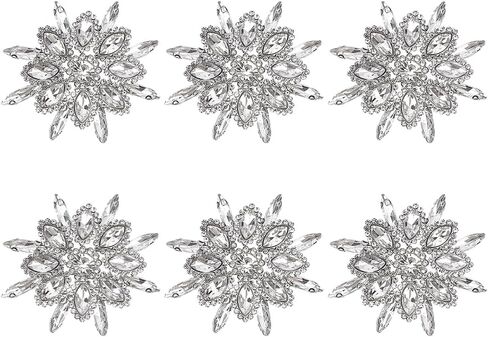 FINGERINSPIRE 6 Pcs Flower Hotfix Rhinestone Applique 2.1x2.1inch Platinum Clear Rhinestone Applique Rhinestone Iron On Patches Flower Crystal Patch for Wedding Bridal Wedding Dress DIY Garments in Kuwait