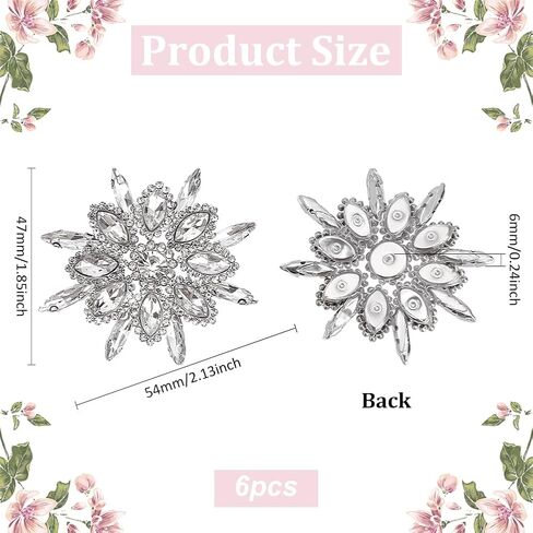 FINGERINSPIRE 6 Pcs Flower Hotfix Rhinestone Applique 2.1x2.1inch Platinum Clear Rhinestone Applique Rhinestone Iron On Patches Flower Crystal Patch for Wedding Bridal Wedding Dress DIY Garments in Kuwait