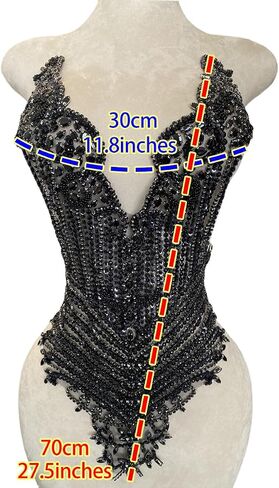 Handmade Black Shining Acrylic Rhinestones on lace Applique Sewing Beads Stones Trim Patches Accessories for Wedding Dress Multiple Design Styles (W19) in Saudi Arabia