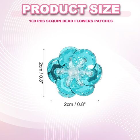 PATIKIL 100 Pcs Sequin Bead Flowers Patches, 0.8"/2cm Flowers Applique with Crystal Beaded Sew on Cloth Patch for Dress Garment Shoes Bags Accessory DIY Clothes Craft, Yellow in Kuwait