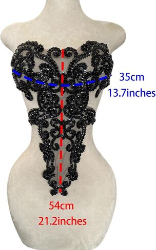 Handmade Black Shining Acrylic Rhinestones on lace Applique Sewing Beads Stones Trim Patches Accessories for Wedding Dress Multiple Design Styles (W19) in Saudi Arabia