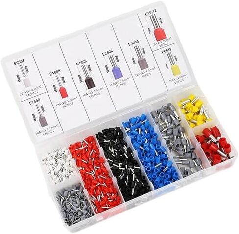 1200PCS Wire Ferrule Terminals Kit，AWG 22-10 Wire Ferrules Connectors Terminals Assortment Kit, Insulated Cord Pin End Crimp Ferrules Connectors Terminals for Industrial, Electric in Saudi Arabia