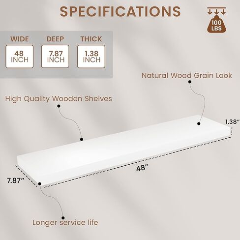 Deeper & Thicker Floating Shelves for Wall, Bathroom Shelves 24 inches Long Floating Shelf for Wall Set of 2, Over Toilet Wall Mounted Farmhouse, Rustic Brown in Kuwait