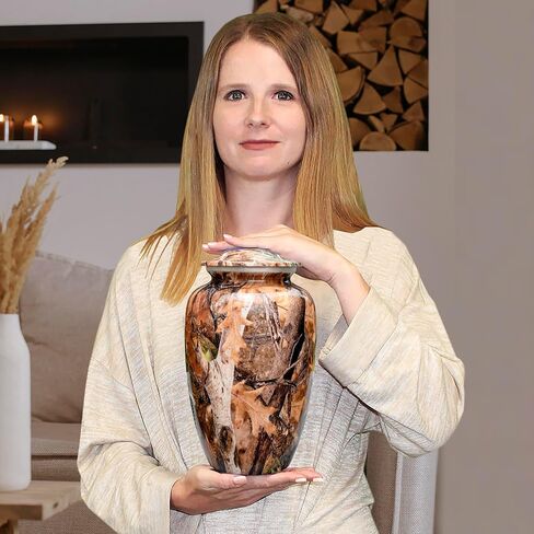 Trupoint Memorials Cremation Urns for Human Ashes, Camouflage and Hunters Decorative Burial Urn for Adult Men and Women, Large Brown in Saudi Arabia