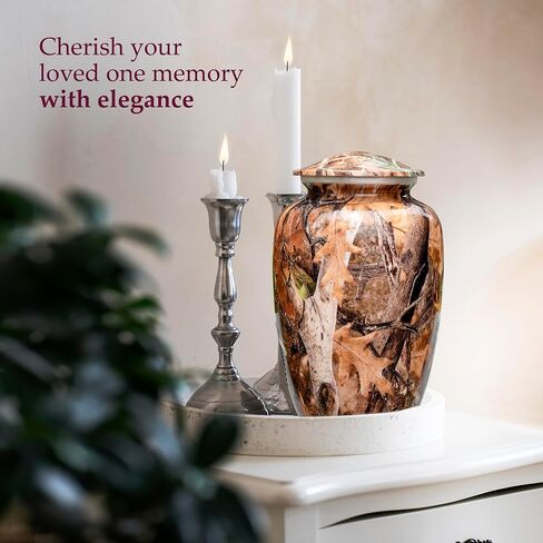 Trupoint Memorials Cremation Urns for Human Ashes, Camouflage and Hunters Decorative Burial Urn for Adult Men and Women, Large Brown in Saudi Arabia