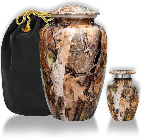 Trupoint Memorials Cremation Urns for Human Ashes, Camouflage and Hunters Decorative Burial Urn for Adult Men and Women, Large Brown in Saudi Arabia