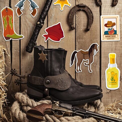 HAWER 60 PCS Westworld Cowboys Cutouts Bulletin Board Decorations Cactus Desert Horse Cutts Cardboard Cuttor Decoration مع نقاط الغراء لزخارف الفصول الدراسية Chalkboard in Kuwait