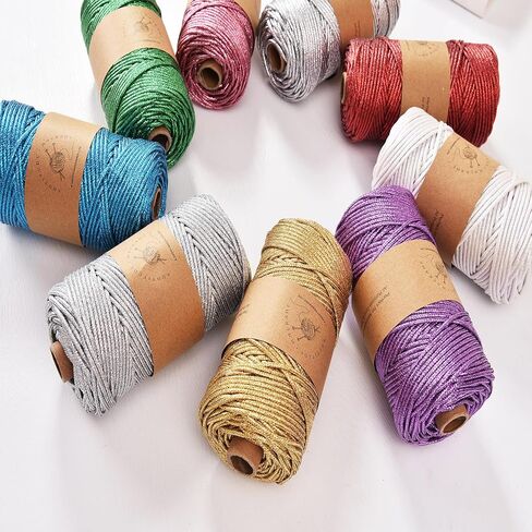 KNOTITUDE 3mm x 87 Yards(80M) Metallic Braided Rope PET Craft DIY Wrapping Decoration Macrame Knotting Cord Twine / 09-Rainbow in Saudi Arabia
