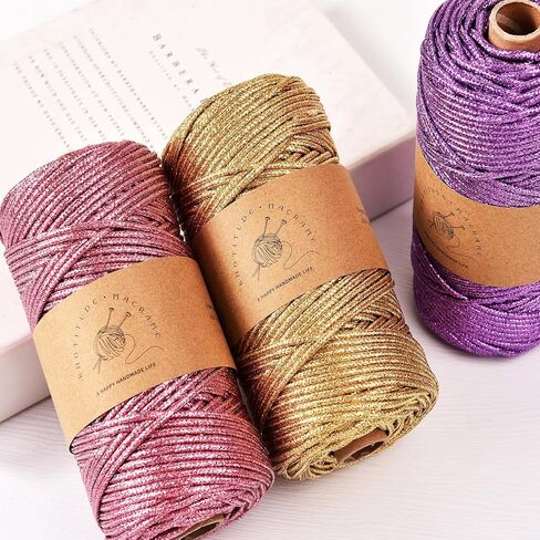 KNOTITUDE 3mm x 87 Yards(80M) Metallic Braided Rope PET Craft DIY Wrapping Decoration Macrame Knotting Cord Twine / 09-Rainbow in Saudi Arabia