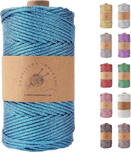 KNOTITUDE 3mm x 87 Yards(80M) Metallic Braided Rope PET Craft DIY Wrapping Decoration Macrame Knotting Cord Twine / 09-Rainbow in Saudi Arabia