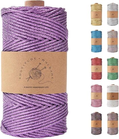 KNOTITUDE 3mm x 87 Yards(80M) Metallic Braided Rope PET Craft DIY Wrapping Decoration Macrame Knotting Cord Twine / 09-Rainbow in Saudi Arabia