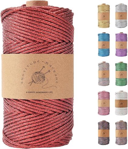 KNOTITUDE 3mm x 87 Yards(80M) Metallic Braided Rope PET Craft DIY Wrapping Decoration Macrame Knotting Cord Twine / 09-Rainbow in Saudi Arabia