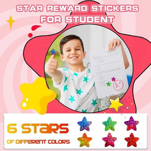 1500 PCS Holographic Star Stickers for Kids Reward, Self Adhesive Foil Colorful Star Stickers for Behavior Chart, Student Planner and School Classroom Teacher Supplies (1" Each) in Kuwait