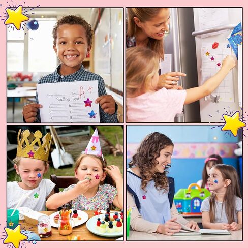 1500 PCS Holographic Star Stickers for Kids Reward, Self Adhesive Foil Colorful Star Stickers for Behavior Chart, Student Planner and School Classroom Teacher Supplies (1" Each) in Kuwait