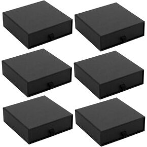 6 Packs Jewelry Gift Box, 3.5x3.5x1.2Inch Mini Gift Boxes with Lids, Cardboard Jewelry Boxes for Bracelets Necklaces Earrings Ring Jewelry Gift (black)