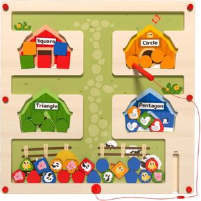 MAZENT MAZE MAZE MAZE MAZE - لعبة Montessori للأطفال من عمر 3-5 سنوات ، لعبة Travel Travel Tower Tower For Boad