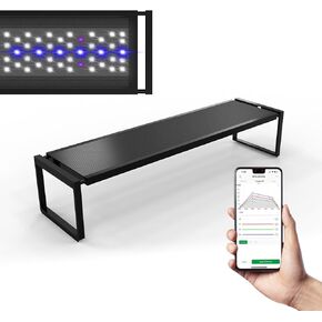 Magtool Brite Series Auto Moarium LED مع LED RGB+W التي يسيطر عليها التطبيق ، قوس قابلة للتمديد نمط ADA ، يدعم ألوان شروق الشمس/غروب الشمس المخصصة في أوضاع يدوي/مخصصة (Brite 60)