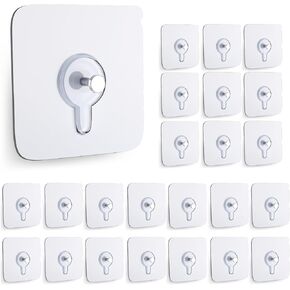 24pcs شماعات الصور بدون أظافر ، وشماعات الجدران بدون أظافر ، وخطافات جدران لاصقة ، لاستخدام المطبخ الداخلي والحمام والمنزل والمكتب (8 مم)