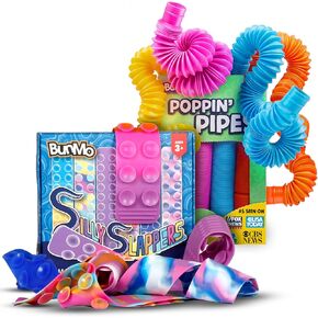 حزم Bunmo - أنابيب البوب ​​و silly slappers - ألعاب حسية - ألعاب صغيرة - ألعاب حسية للأطفال الصغار - ألعاب تحفيز وإدمان للأطفال