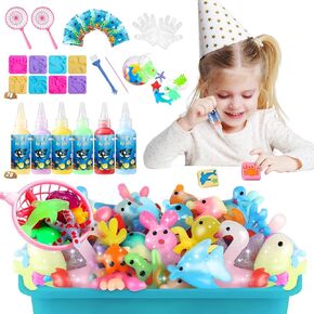 طقم لعبة Mootcor Magic Gel Elf Water Toy ، مجموعة ألعاب Fairy Water With 20 Magic Gel & 18 Magic Animal Moulds ، Treat Diy Marine Life for Kid's ، Arts & Crafts Toys for Kids ، Hights Birthday ، Chindren's Day Gifts