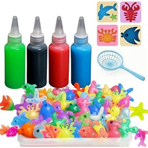 Magic Water Elf Toy Kit, 4 Colors Aqua Fairy Water Gel Kit with 4 Sea Creature Molds, Birthday Gifts, Arts & Crafts DIY Water Elf Kit for Kids - 100ml/3.5 fl oz