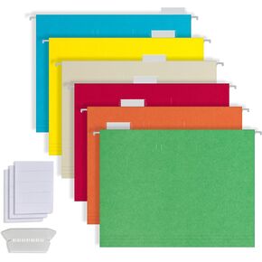 Binditek 30 Pack Extra Capacity Hanging File Folders, Reinforced Letter Size Hanging Folders with Heavy Duty 2 Inch Expansion, Assorted Colors, 1/5-Cut Adjustable Tabs, Medical Charts, Filing Cabinet