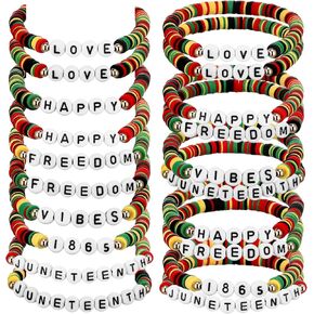 50 PCS Bracelets Braclets Bulk Brace 19 يونيو يفضل اللوازم الإفريقية للأمريكيين الحرية الحرية المستلزمات 1865 يونيو التاسع عشر هدية سوار جونيتي