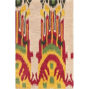 SAFAVIEH Ikat Collection Area Rug - 9' x 12', Olive & Gold, Handmade Wool, Ideal for High Traffic Areas in Living Room, Bedroom (IKT464B)