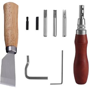 Gfzyhehebei 7 في 1 Pro Stitching Groover Set Groove Blade Chuck Leather Edge Bevelers Diy Leathercraft أدوات العمل الجلدية الإكسسوارات