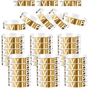 100 PCS VIP Wristbands للأحداث ، الأساور الورقية ، فرق الرسغ المخصصة VIP Lanyards قبول ماء ، فرق خفيفة الوزن ، الحفلات ، الحفلات ، الأندية ، المهرجانات ، الحدائق الملاهي (الذهب)
