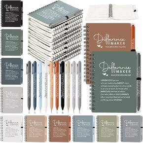 10 Sets Difference Maker Gifts Employee Appreciation Gifts Bulk Inspirational A6 Spiral Notebooks Journals with Pens for Women Men Coworker Teacher Nurse Graduation Birthday (Neutral Colors)