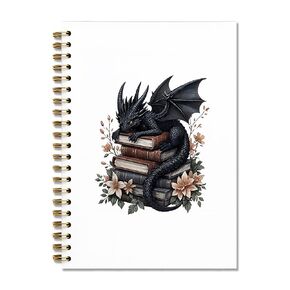 Dofqz Black Book Dragon Reading Notebook Journal for Write ، Bookish Bookworm Dragon Lovers For Women ، 5.5 × 8.3 بوصة