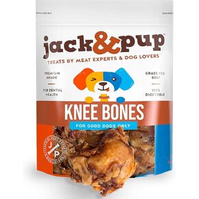 Jack&Pup Beef Meat Bones for Dogs Long Lasting | Beef Knee Caps for Dogs - Dog Chew Bones for Large Dogs and Medium Dogs | All Natural Dog Chews for Aggressive Chewers (5 Pk)