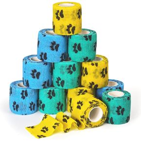 12pcs التفاف الطبيب البيطري للكلاب ، 2 بوصة ضمادات الكلاب للجروح ، ولف ضمادة لاصقة للحيوانات الأليفة ، وضمادات متماسكة للحيوانات الأليفة ، ولف الكلب لضمادات الكلاب ، والكلاب ، والجروح