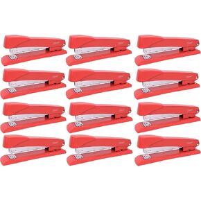 Clipco Stapler with 2000 Staples Full Desk Size Red (12-Pack)