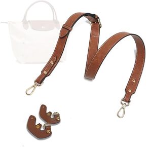 حزام الأكياس المطورة يناسب حقيبة Longchamp Mini ، وأشرطة محفظة جلدية استبدال Crossbody ، وأشرطة قابلة للتعديل مناسبة لحقيبة Le Pliage Mini ، مع عبوات مربع الهدايا (البني الذهب)