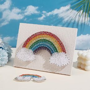 Infunly DIY String Art Kit 3D Rainbow String Art Crafts Kit للمبتدئين DIY Cloud String Kit For Friends Higr Hights Colorful Rainbow String Kit مع تعليمات عيد الميلاد عيد الهالوين