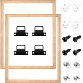 16" x 20" Wood Canvas Frame, 2-Set Removable Canvas Stretcher Bars with Thumbtack and Hangers for Oil Painting, Diamond Art, Canvas Painting, Paint by Numbers, Posters and DIY Arts Supplies for Artist