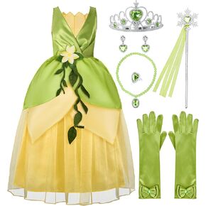 Spooktacular Creations Halloween Girls Frog Princess Dress, Green Fairy Costume for Kids, Fancy Dress for ​Birthday, Cosplay