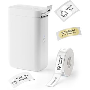 NIIMBOT D101 Label Makers with 1 Roll 0.47''x1.57'' Tape, Portable Smart Sticker Printer for Home Office School Use, Mobile Phone Editable, Adjustable Print Width 0.5 to 1 Inch, White