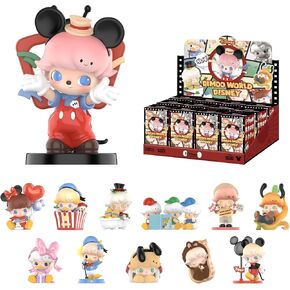 Pop Mart Dimoo World × Disney Series Figures ، شخصيات صناديق عمياء ، أشكال تصميمة عشوائية ، ألعاب القابلة للتجميع ، زينة منزلية ، صندوق واحد
