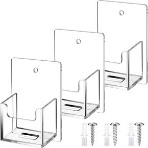 chunful 3 pcs الحائط حامل بطاقة العمل 3.75 × 2.75 × 1.25 بوصة عمودية واضحة الاكريلي